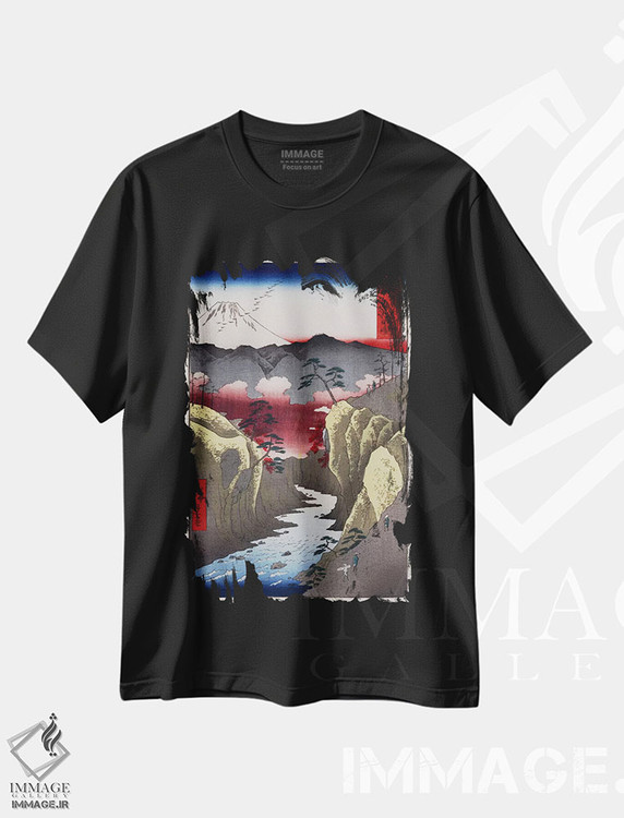 تیشرت طرح دار گذرگاه اینومه در استان کای، دکور آسیایی اثر اوتاگاوا هیروشگه | فروشگاه ایماژ