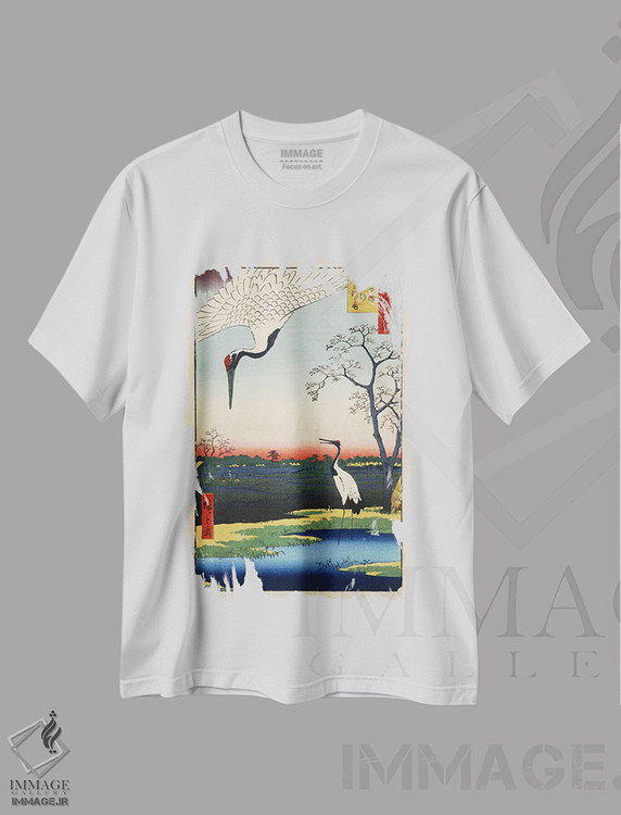 تیشرت طرح دار مینووا، کاناسوگی، میکاواشیما، دکور آسیایی اثر اوتاگاوا هیروشگه | فروشگاه ایماژ