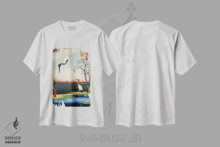 تیشرت طرح دار مینووا، کاناسوگی، میکاواشیما، دکور آسیایی اثر اوتاگاوا هیروشگه | فروشگاه ایماژ