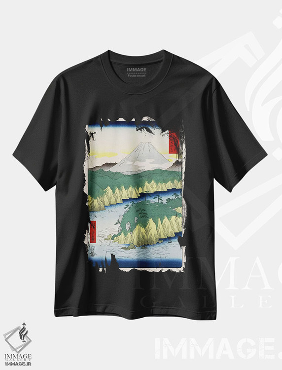 تیشرت طرح دار دریاچه در هاکونه، هنر فاخر کلاسیک اثر اوتاگاوا هیروشگه | immage.ir
