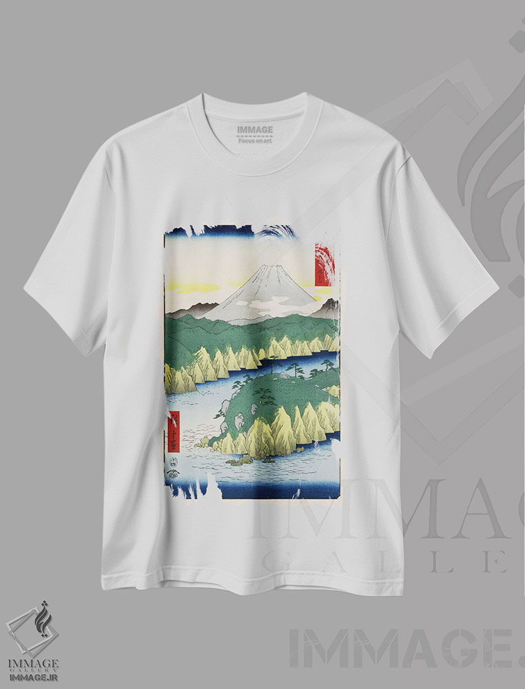 تیشرت طرح دار دریاچه در هاکونه، هنر فاخر کلاسیک اثر اوتاگاوا هیروشگه | فروشگاه ایماژ