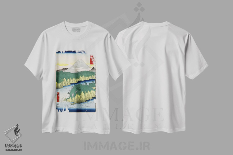 تیشرت طرح دار دریاچه در هاکونه، هنر فاخر کلاسیک اثر اوتاگاوا هیروشگه | فروشگاه ایماژ