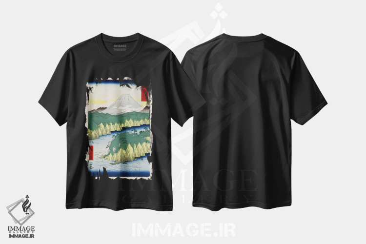 تیشرت طرح دار دریاچه در هاکونه، هنر فاخر کلاسیک اثر اوتاگاوا هیروشگه | immage.ir