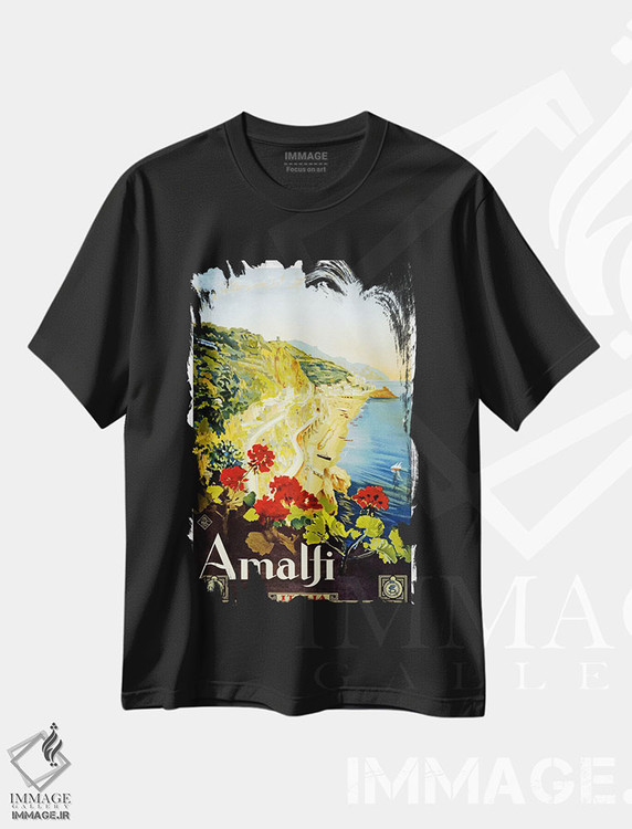 تیشرت طرح دار پوستر تبلیغاتی آمالفی، وینتیج و رترو اثر هنرمند ناشناس | فروشگاه ایماژ
