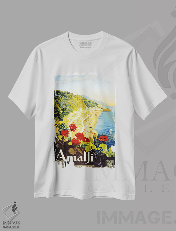 تیشرت طرح دار پوستر تبلیغاتی آمالفی، وینتیج و رترو اثر هنرمند ناشناس | immage.ir