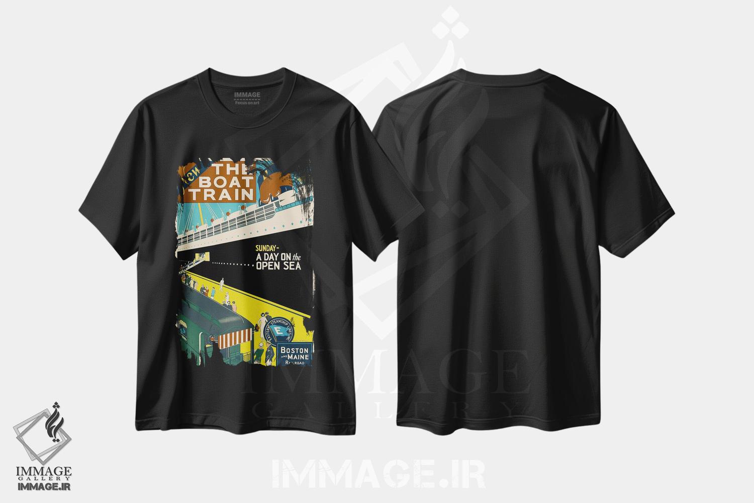 تیشرت طرح دار پوستر تبلیغاتی قطار کشتی، وینتیج و رترو اثر هنرمند ناشناس | فروشگاه ایماژ