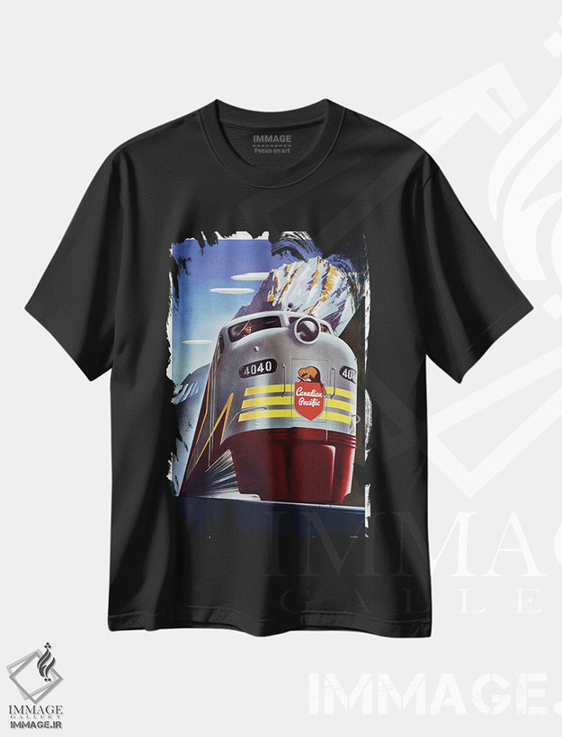 تیشرت طرح دار پوستر تبلیغاتی قدیمی راه آهن کانادین پسیفیک، آرت دکو اثر هنرمند ناشناس | فروشگاه ایماژ