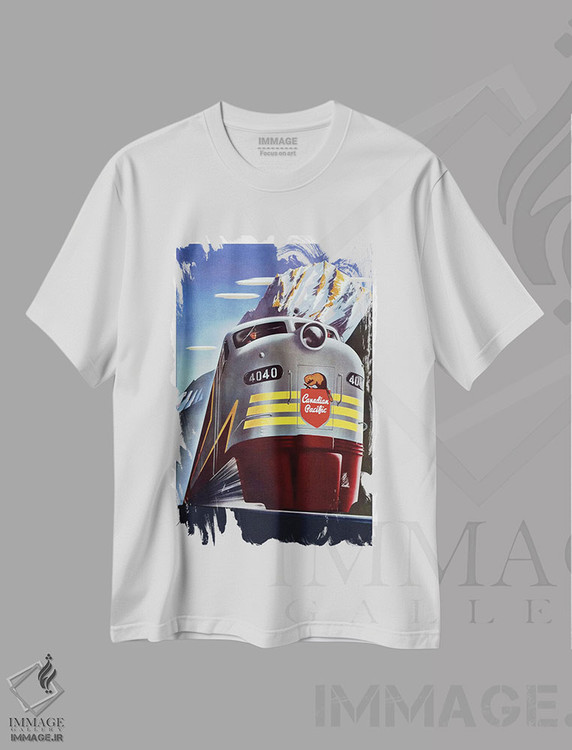 تیشرت طرح دار پوستر تبلیغاتی قدیمی راه آهن کانادین پسیفیک، آرت دکو اثر هنرمند ناشناس | immage.ir