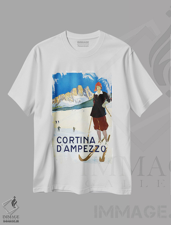 تیشرت طرح دار پوستر تبلیغاتی قدیمی کورتینا دامپتزو، وینتیج و رترو اثر هنرمند ناشناس | immage.ir