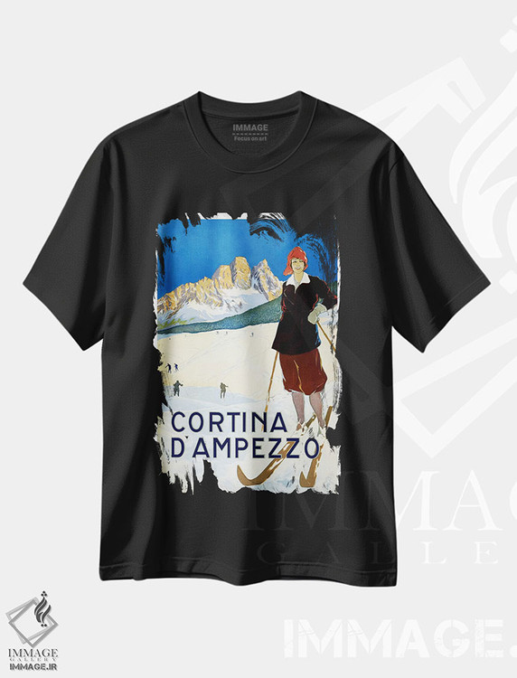 تیشرت طرح دار پوستر تبلیغاتی قدیمی کورتینا دامپتزو، وینتیج و رترو اثر هنرمند ناشناس | فروشگاه ایماژ