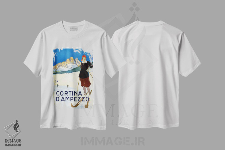 تیشرت طرح دار پوستر تبلیغاتی قدیمی کورتینا دامپتزو، وینتیج و رترو اثر هنرمند ناشناس | immage.ir