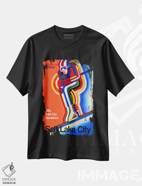تیشرت طرح دار پوستر تبلیغاتی قدیمی هواپیمایی آمریکایی، وینتیج و رترو اثر هنرمند ناشناس | فروشگاه ایماژ