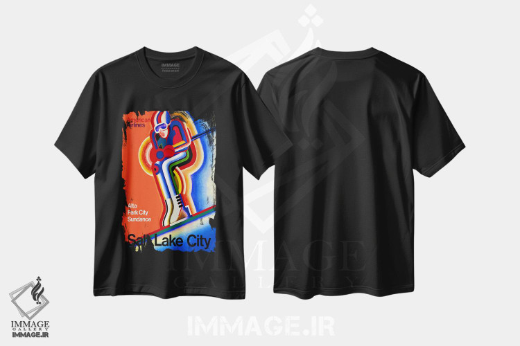 تیشرت طرح دار پوستر تبلیغاتی قدیمی هواپیمایی آمریکایی، وینتیج و رترو اثر هنرمند ناشناس | فروشگاه ایماژ