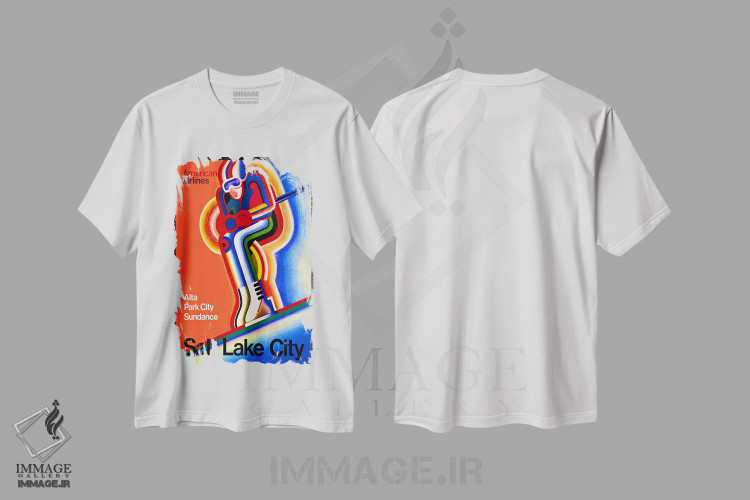 تیشرت طرح دار پوستر تبلیغاتی قدیمی هواپیمایی آمریکایی، وینتیج و رترو اثر هنرمند ناشناس | immage.ir