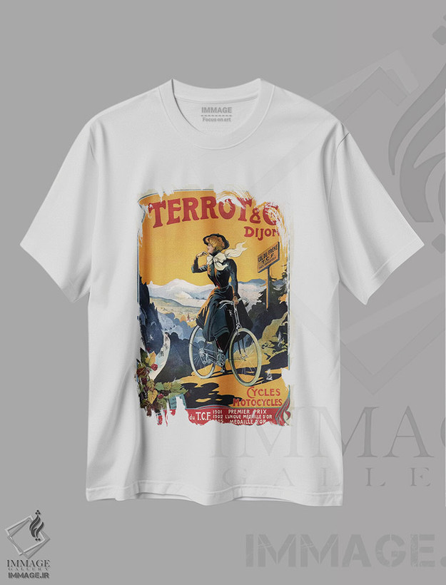 تیشرت طرح دار پوستر تبلیغاتی قدیمی، تایپوگرافی اثر هنرمند ناشناس | فروشگاه ایماژ