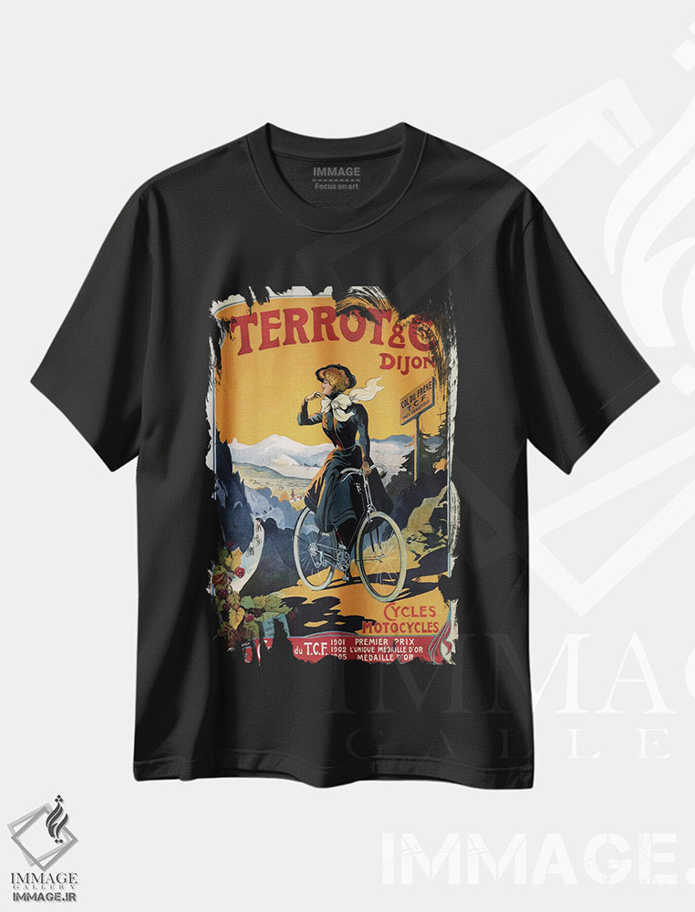 تیشرت طرح دار پوستر تبلیغاتی قدیمی، تایپوگرافی اثر هنرمند ناشناس | immage.ir