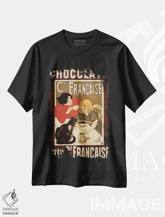 تیشرت طرح دار پوستر تبلیغاتی قدیمی شکلات های شرکت فرانسوی، وینتیج و رترو اثر هنرمند ناشناس | فروشگاه ایماژ