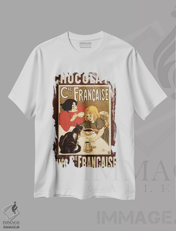 تیشرت طرح دار پوستر تبلیغاتی قدیمی شکلات های شرکت فرانسوی، وینتیج و رترو اثر هنرمند ناشناس | immage.ir