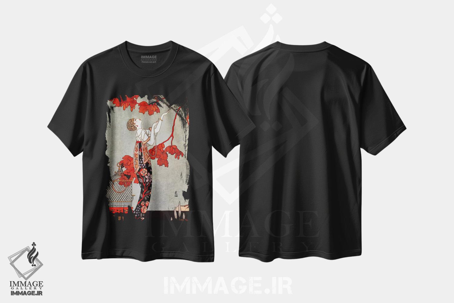 تیشرت طرح دار قرمز شرقی ۱۹۱۴، آرت دکو اثر جورج باربیه | فروشگاه ایماژ
