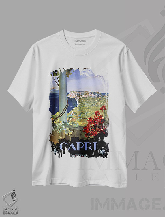 تیشرت طرح دار کاپری ایتالیا، وینتیج و رترو اثر کلکسیون اپل وینتج | immage.ir