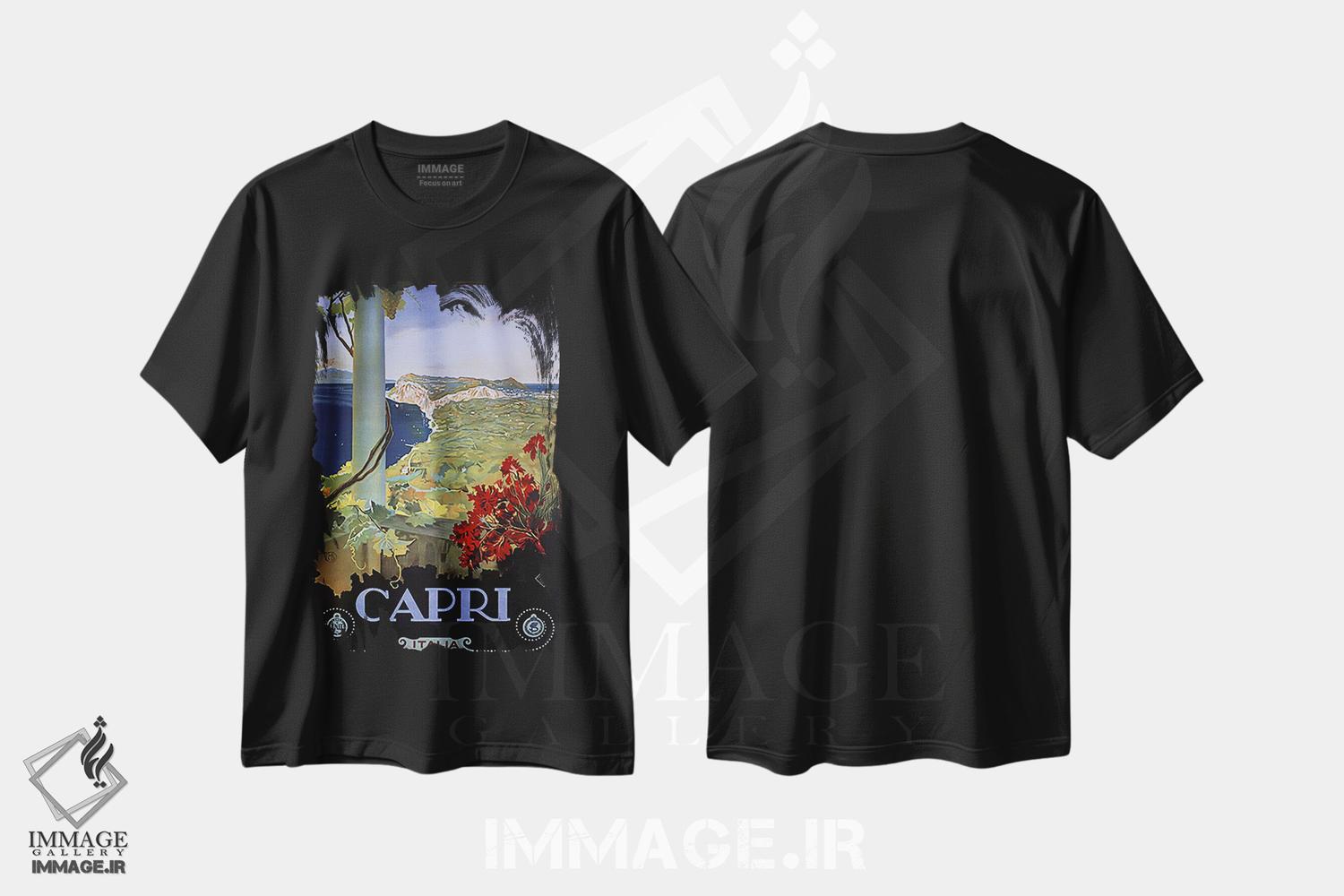 تیشرت طرح دار کاپری ایتالیا، وینتیج و رترو اثر کلکسیون اپل وینتج | فروشگاه ایماژ
