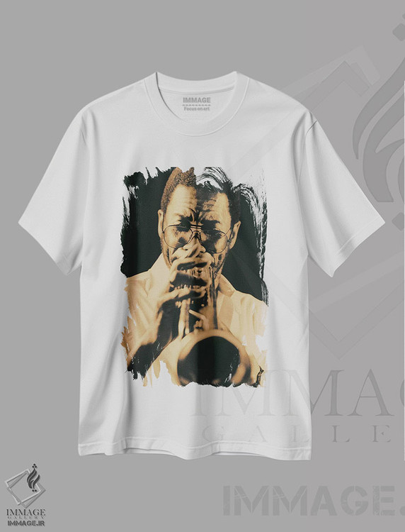 تیشرت طرح دار نوازندهٔ ترومپت جَز، هنر آمریکایی آفریقایی تبار اثر هنرمند ناشناس | فروشگاه ایماژ