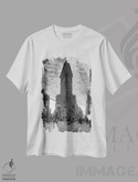 تیشرت طرح دار ساختمان فلت آیرون، هنر تزئینی سیاه و سفید اثر کریستوفر بلیس | فروشگاه ایماژ