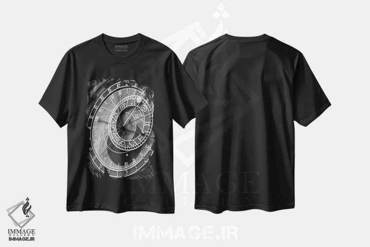 تیشرت طرح دار ساعت نجومی پراگ ۱۱، مدیوم اثر موایسس لوی | immage.ir