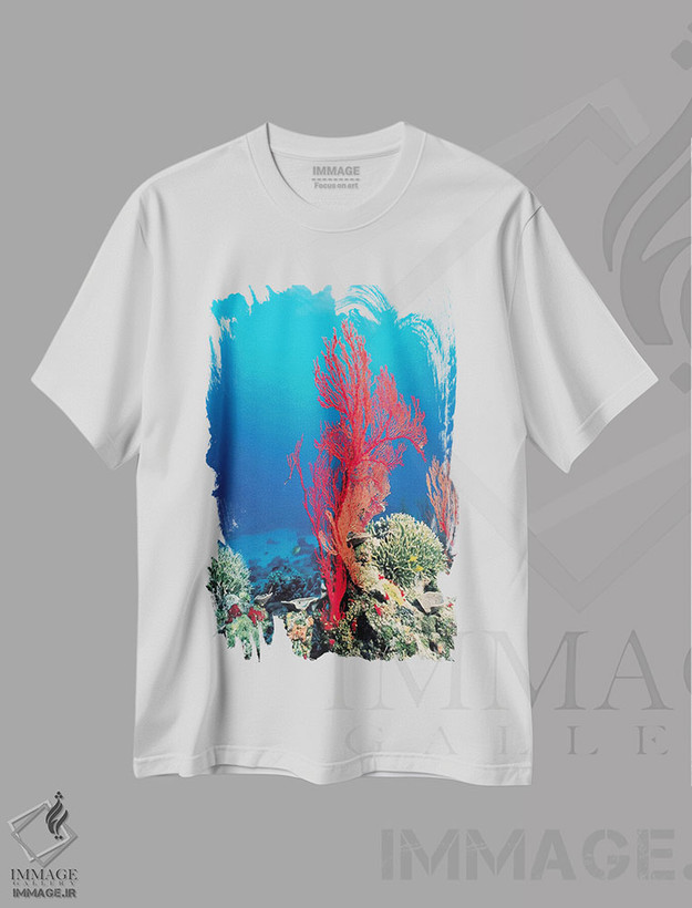 تیشرت طرح دار مرجان قرمز، مدیوم اثر هنرمند ناشناس | فروشگاه ایماژ