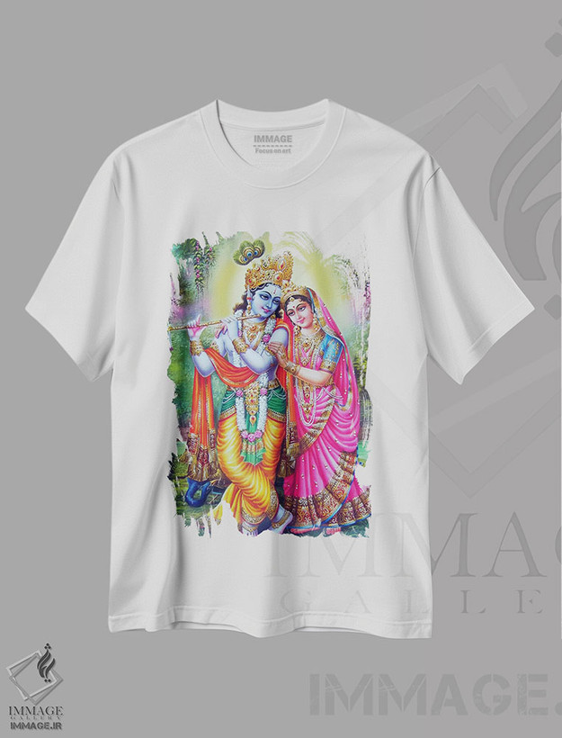 تیشرت طرح دار کریشنا و رادا، دکور آسیایی اثر هنرمند ناشناس | فروشگاه ایماژ