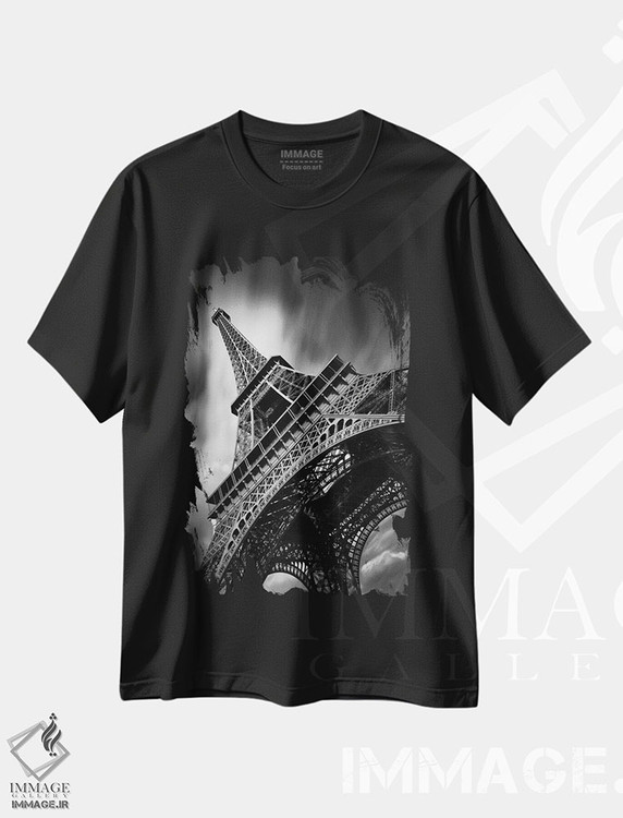 تیشرت طرح دار مطالعه ای بر برج ایفل ۲، هنر تزئینی سیاه و سفید اثر موایسس لوی | immage.ir