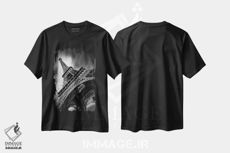تیشرت طرح دار مطالعه ای بر برج ایفل ۲، هنر تزئینی سیاه و سفید اثر موایسس لوی | immage.ir
