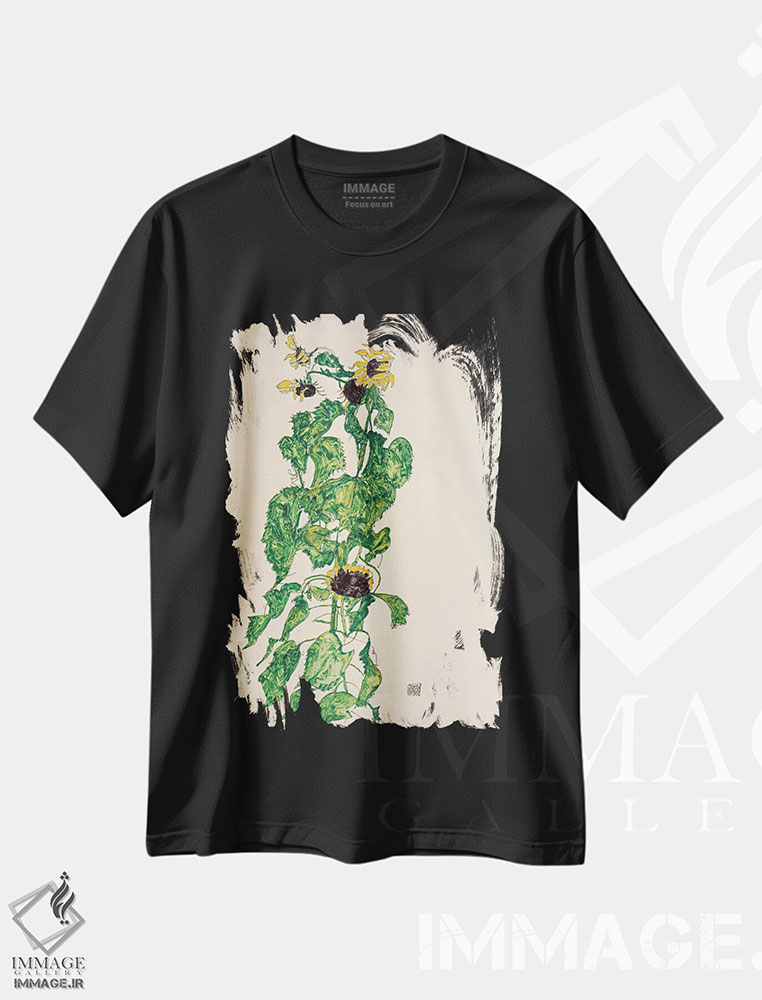 تیشرت طرح دار آفتابگردان ها ۲، هنر فاخر کلاسیک اثر اگون شیله | immage.ir