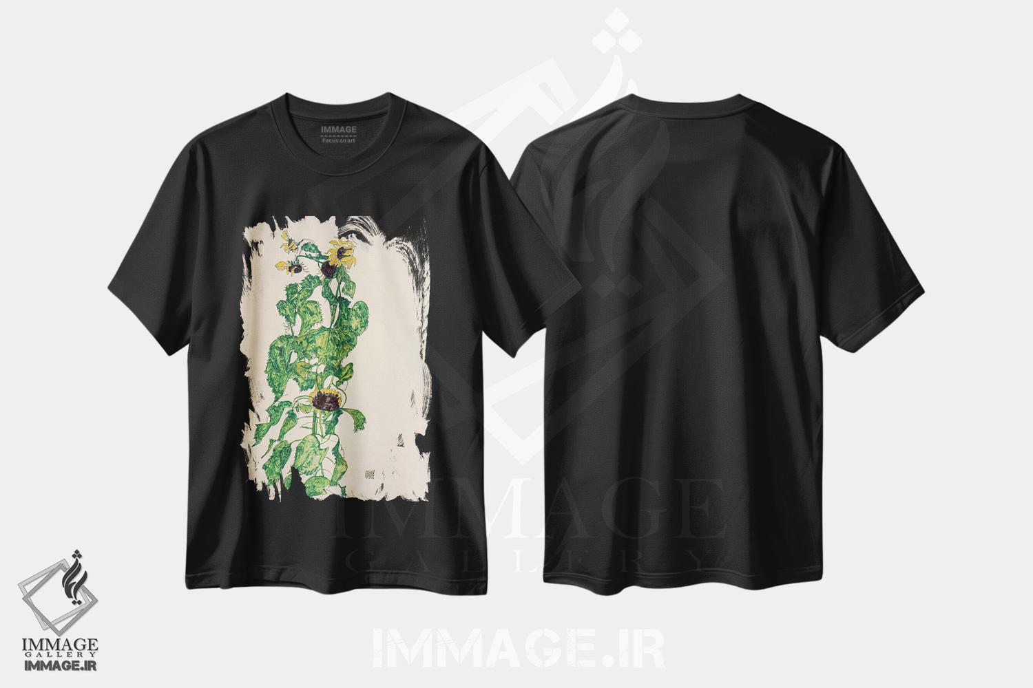 تیشرت طرح دار آفتابگردان ها ۲، هنر فاخر کلاسیک اثر اگون شیله | immage.ir