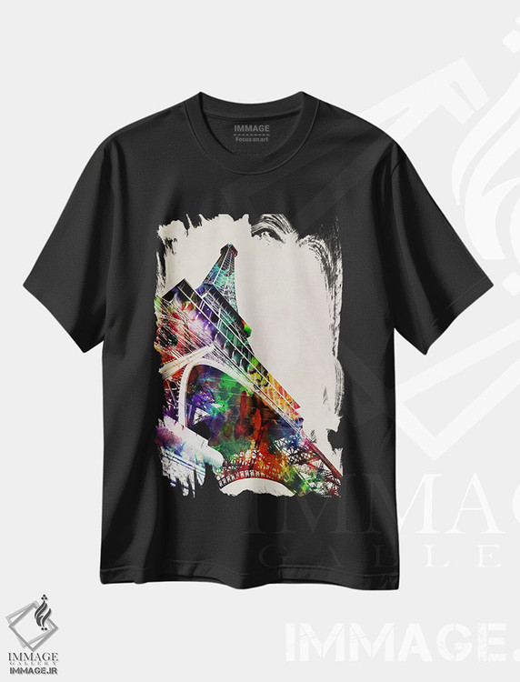 تیشرت طرح دار برج ایفل، دکور معاصر اثر مایکل تامپست | فروشگاه ایماژ