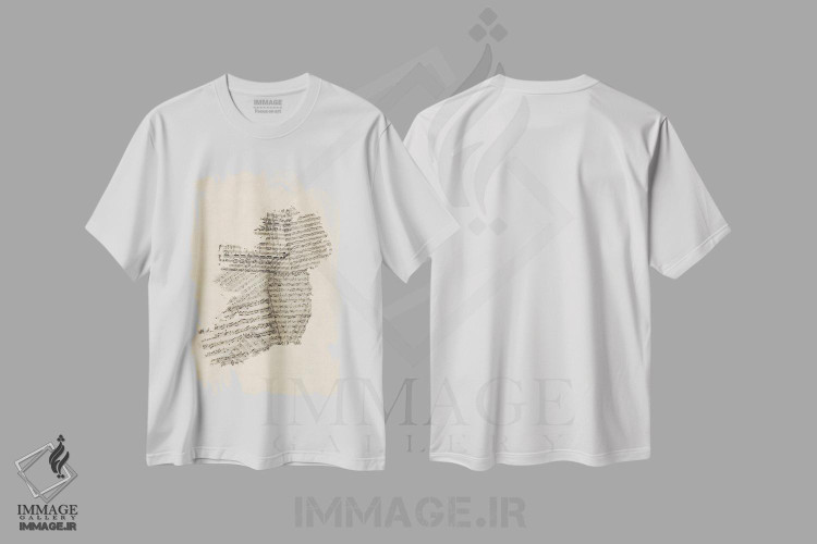 تیشرت طرح دار نقشهٔ نت موسیقی ایرلند، آبستره اثر مایکل تامپست | immage.ir