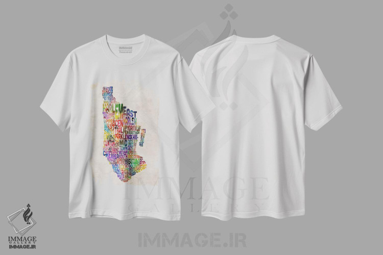 تیشرت طرح دار نقشهٔ تایپوگرافی منهتن نیویورک، آبستره اثر مایکل تامپست | immage.ir