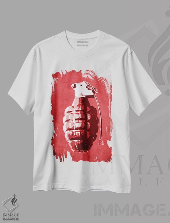 تیشرت طرح دار نارنجک دستی، دکوراسیون جایگزین اثر مایکل تامپست | فروشگاه ایماژ