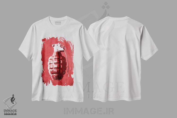 تیشرت طرح دار نارنجک دستی، دکوراسیون جایگزین اثر مایکل تامپست | فروشگاه ایماژ