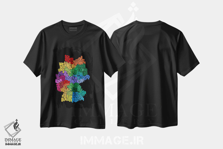 تیشرت طرح دار نقشهٔ متنی آلمان ۲، آبستره اثر مایکل تامپست | immage.ir