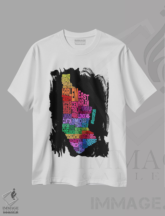 تیشرت طرح دار نقشهٔ تایپوگرافیک نیویورک، آبستره اثر مایکل تامپست | immage.ir