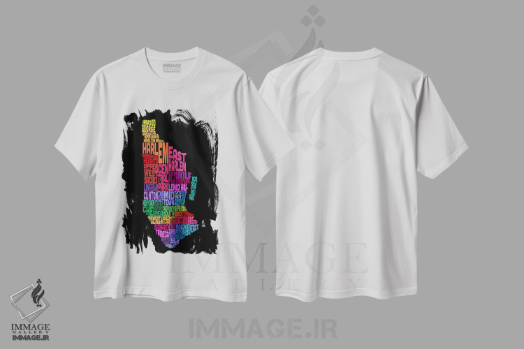 تیشرت طرح دار نقشهٔ تایپوگرافیک نیویورک، آبستره اثر مایکل تامپست | immage.ir