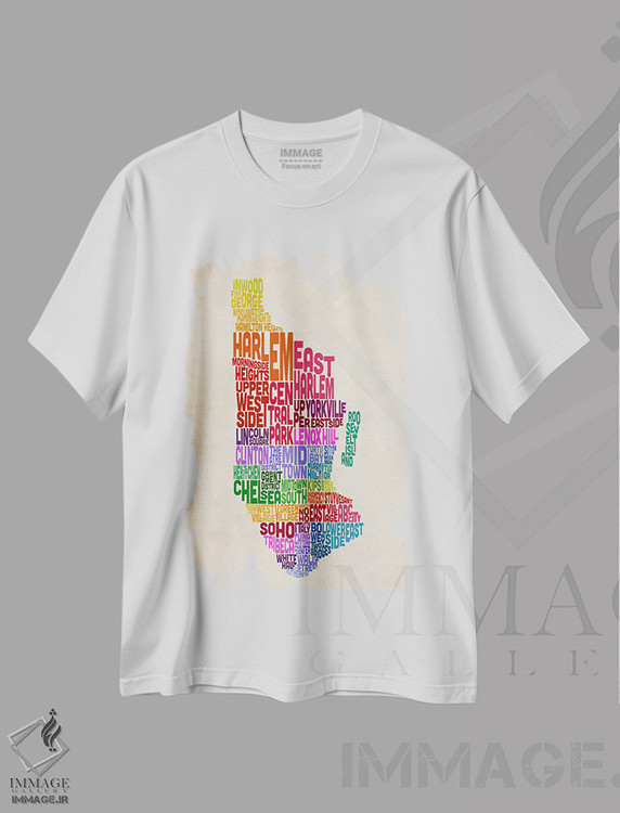 تیشرت طرح دار نقشهٔ تایپوگرافیک نیویورک II، آبستره اثر مایکل تامپست | فروشگاه ایماژ