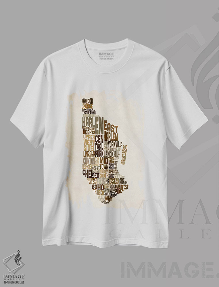 تیشرت طرح دار نقشهٔ تایپوگرافیک نیویورک III، آبستره اثر مایکل تامپست | immage.ir