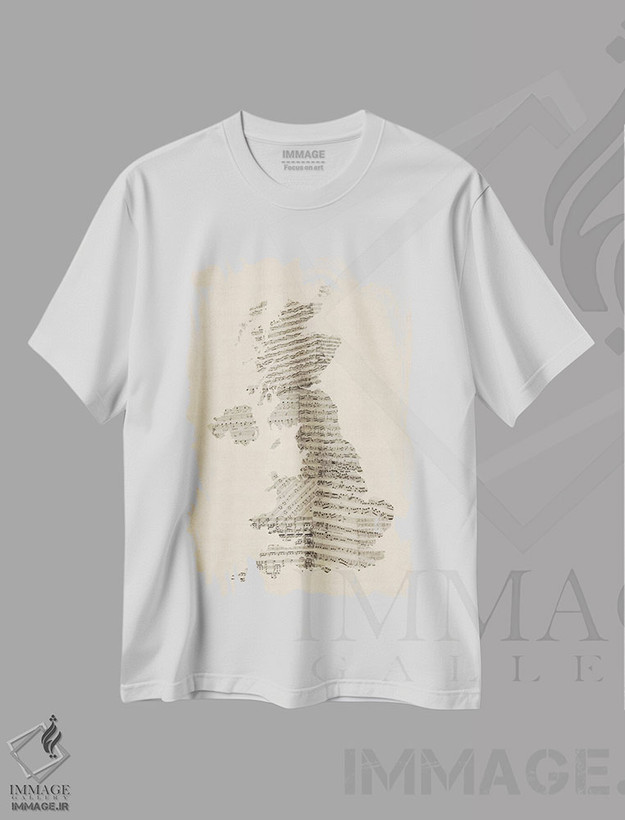 تیشرت طرح دار نقشهٔ موسیقی بریتانیای کبیر II، آبستره اثر مایکل تامپست | فروشگاه ایماژ