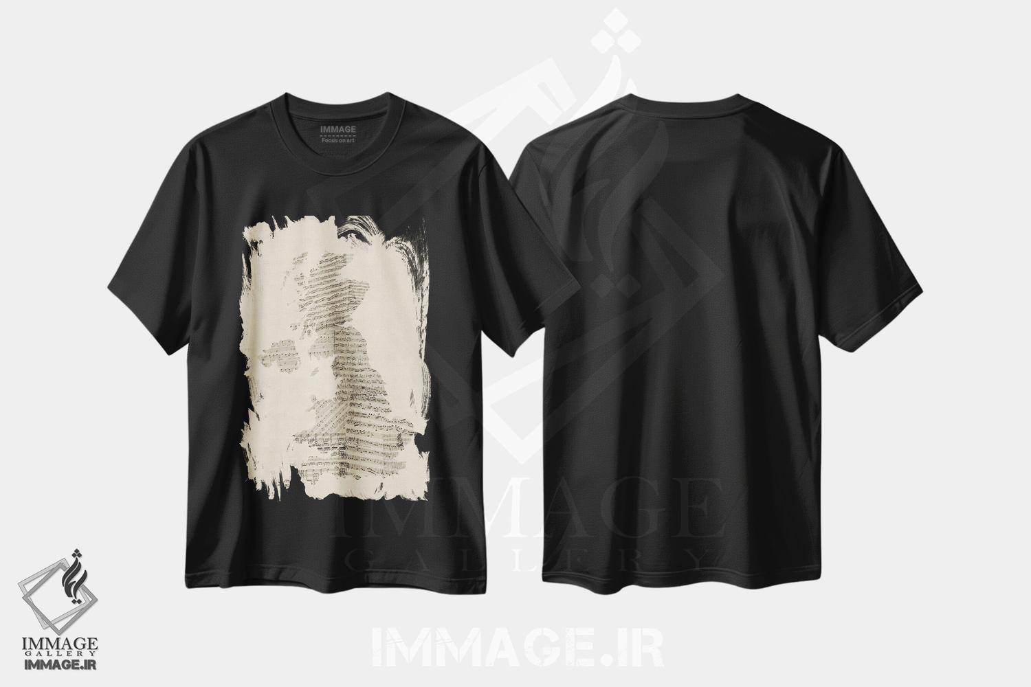تیشرت طرح دار نقشهٔ موسیقی بریتانیای کبیر II، آبستره اثر مایکل تامپست | immage.ir