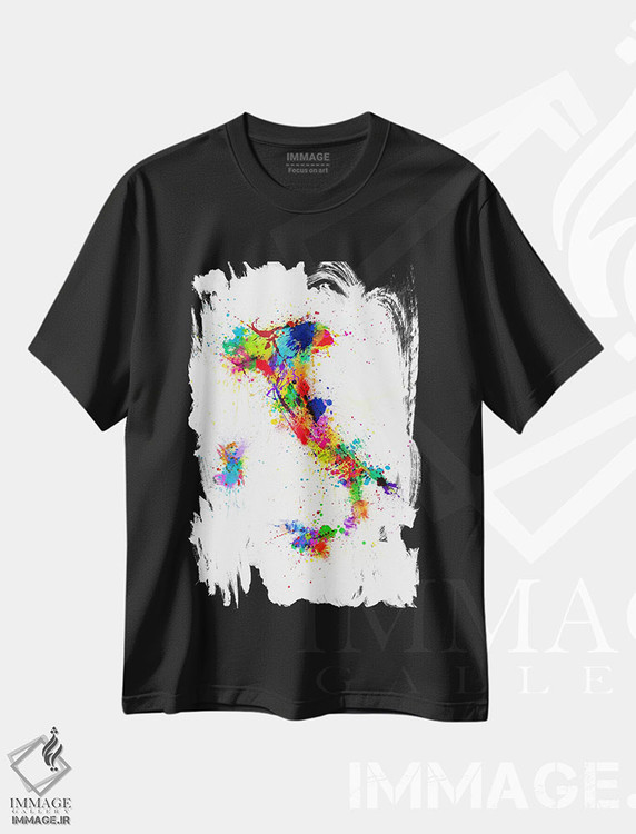 تیشرت طرح دار نقشهٔ ایتالیا با پاشش رنگ II، آبستره اثر مایکل تامپست | فروشگاه ایماژ