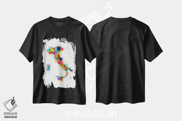 تیشرت طرح دار نقشهٔ ایتالیا با پاشش رنگ II، آبستره اثر مایکل تامپست | فروشگاه ایماژ
