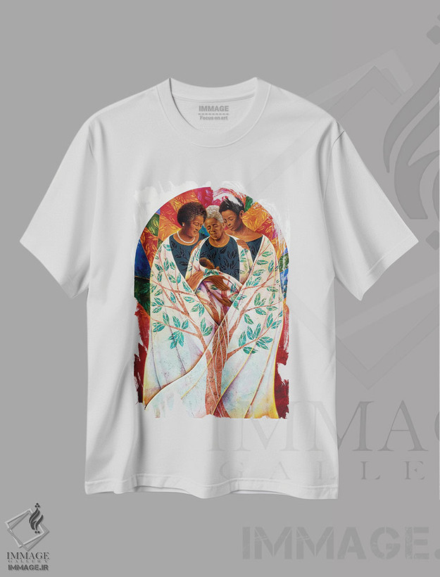 تیشرت طرح دار شجره نامه خانواده، هنر آمریکایی آفریقایی تبار اثر کیت مالِت | فروشگاه ایماژ