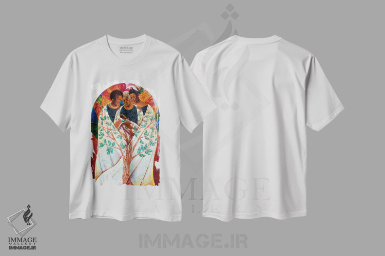 تیشرت طرح دار شجره نامه خانواده، هنر آمریکایی آفریقایی تبار اثر کیت مالِت | فروشگاه ایماژ